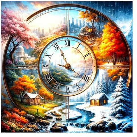 GLIDIAM 40x40cm Diamond Painting Landschaft, Diamant Malerei Bilder Vier Jahreszeiten Baum, DIY Full Drill Basteln Erwachsene, Mosaik Stickerei Kreuzstich Geschenk für Wanddeko Wohnzimmer Schlafzimmer