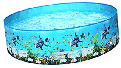 Kisangel Piscine pour Garçon et Filles Ronde Rigide 122x25 Cm en Plastique Coloré, Jouet Aquatique D'extérieur, Jeu d'eau Estival pour Garçon et Filles, Piscine de Jeux Familiale Compacte