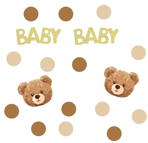 Niaciswe Babyparty Deko 200 Stück Konfetti mit 3 Muster Baby Tischdekoration Set Streudeko Basteln Dekoration für Babyshower Dusche Kommunion Gender Reveal Party Taufe Kinder Gebursparty Neutral