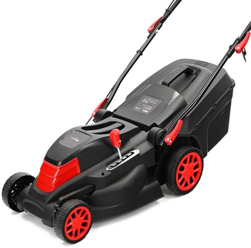 LEHMANN Elektro-Rasenmäher für Rasenflächen bis 1000 m², 1600 W, 38 cm Schnittbreite, 40 L Grasangkorb, 5-stufige Schnitthöheneinstellung von 25 bis 75 mm, 3450 U/min