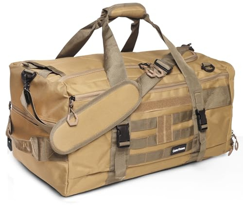 Suweir Sporttasche Herren 55L Reisetasche Damen mit Schuhfach Nassfach Wasserdicht Weekender Travel Gym Bag mit Rucksack Groß Schwimmtasche Badetasche für Reisen, Fitness, Sport, Camping (Khaki)