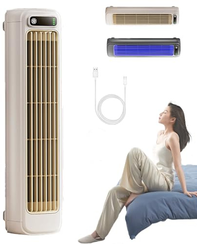 RafraîChisseur, Ventilateur Climatiseur Portable, Rafraichisseur D'Air, Cooling Ace Avec 3 Vitesses Et éCran Tactile Led, USB/Montage Mur, Pour Chambre/Bureau/Cuisine (Blanc)