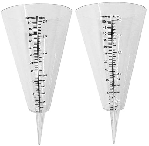 DAGLLGEW Lot de 2 pluviomètres d'extérieur en Plastique en Forme de cône avec Piquet pour Jardin, pelouse