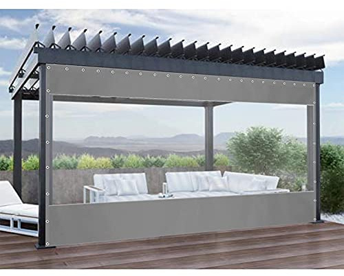 Outdoor Pergola Curtains Waterproof Transparent Tarpaulin Windshield for Garden Pavilion Balcony Cold Protection PVC 0.5mm Clear Gray 2.5x2.5m