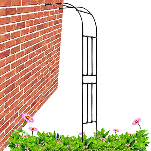 Rosenbogen aus Metall, 240 cm, für Kletterpflanzen, schwarzer Halbbogen, 90 x 240 cm, perfekt für Rosen und Reben