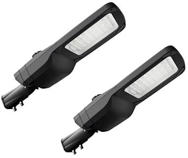 ENOVALITE 2 Stück LED Straßenlaterne PRO 80W 12000lm, dimmbar, 5000K | IK08 IP66, Wegeleuchte, Mastaufsatzleuchte für Ø 48-60mm Mast, Straßenbeleuchtung für Parkplatz und Hof, Wege, Straßenleuchte