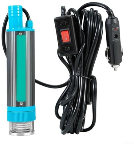 Bomba de transferencia de combustible eléctrica sumergible de 12V 24V con diámetro de 38mm para transferencia de diésel, queroseno y agua, caudal de 30 L/min, adecuada para tanques profundos (B)