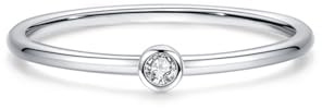 Whoiy Trauringe 950 Gold, Verlobungsring Echtgold Zart mit Diamant 0.1ct Bandringe Platin Solitär Damenringe Größe 63 (20.1)