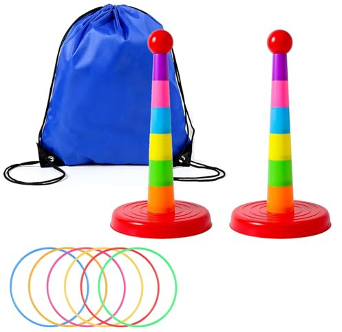 CHUANFU Gioco di Lancio degli Anelli per Bambini con 36 Anelli e Borsa da Viaggio, Giochi Aperto per Bambini, Gioco di Lancio, Giocattolo da Giardino, Giochis All'aperto, Giochi All'aperto