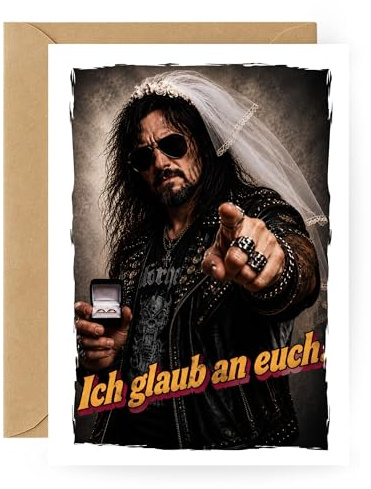 Rockige Hochzeitskarte lustig für Metal Fans & Rocker – Witzige Glückwunschkarte Hochzeit mit Umschlag – Coole Biker Hochzeitskarte für Brautpaar, Heavy Metal, Rock n Roll Hochzeit, Fun Karte (Rocker)