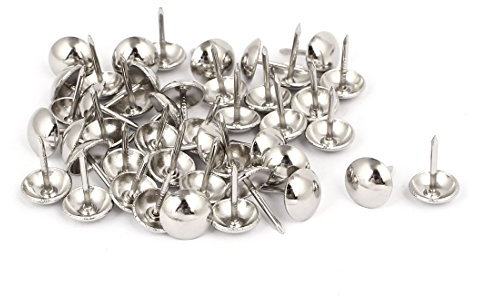 Sourcingmap 7/16 Inch Dia Stainless Steel Upholstery Nail Tack Stud Push Pin Silver Tone 45PCS