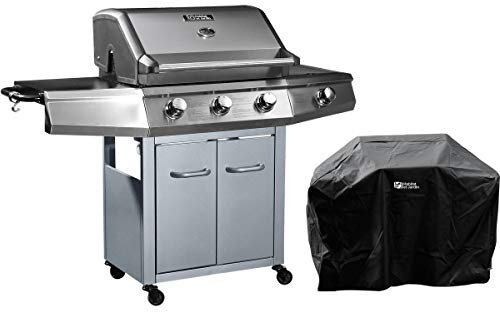 Barbecue Gaz Bingo 4 - 4 brûleurs Dont 1 latéral - 14kW + Housse Protection - Argenté