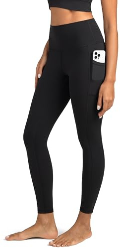 Colorfulkoala Women's High Waisted Tummy Control Workout Leggings 7/8 Length Yoga Pants with Pockets (XL, Black)