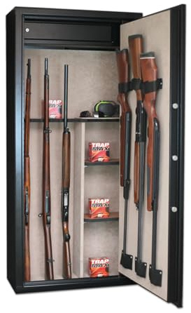 Infac Safe CLT14 Armoire forte pour Armes en Acier | 11 Armes avec lunette + 3 dans la porte | Coffre intérieur | Etagères amovibles | Serrure à clé | Conforme norme européenne