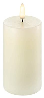 Uyuni Piffany Copenhagen Lighting Pillar LED Kerze 5,8 x 10 cm Echtwachs Ivory - 6 Stunden Timerfunktion - Keine Brandgefahr, Keine Rußbildung und kein Geruch