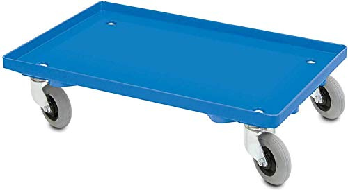 BRB Transportroller mit Flüsterrollen, für Eurobehälter 600x400 mm, blau, geschlossenes Deck