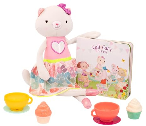 B. toys Tippy Toes Cali Katze, Teeparty-Spielset mit Plüschkatze | 8-teiliges Set mit Plüschkatze, Pappbuch, 2 Tassen, 2 Untertassen und 2 Cupcakes für Rollenspiel und Vorlesen, 2+ Jahre