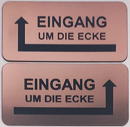 Hinweisschild Eingang um die Ecke Pfeil Links Rechts Selbstklebend 4 Größen Kupfer (80x40mm Eingang Rechts)