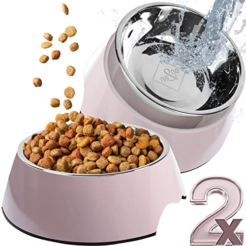 ne&no® Set de 2 gamelles pour chiots et chiens de taille moyenne [Taille M / 350 ml] Ensemble de gamelle pour chien antidérapant | Gamelle pour chat | Gamelle pour chien (M, Mauve)