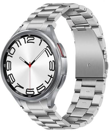 TRUMiRR Metall Armband für Galaxy Watch 6 40-44mm/Classic 43-47mm, Knopfleiste Sport Uhrenarmband mit Samsung Galaxy Watch 5 Pro/4 Classic - Keine Lücke, Kein Stift