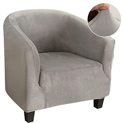 Jaotto Sesselschoner Sesselhusse Stretch Sesselüberwürfe Sofabezug Elastisch Sofabezug Sesselbezug Samt Sesselschoner Waschbar Entfernbar für Clubsessel Cafe Stuhl Sessel(Grau,1 Stück)