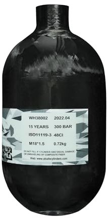 TUXING 4500Psi Pcp Air Tank 0.8L 48Cu in 480cc Carbon Fiber HPA Tank, Gas Cylinder, Paintball Hunting für PCP Luftgewehre Daystate und FX Gewinde M18*1.5