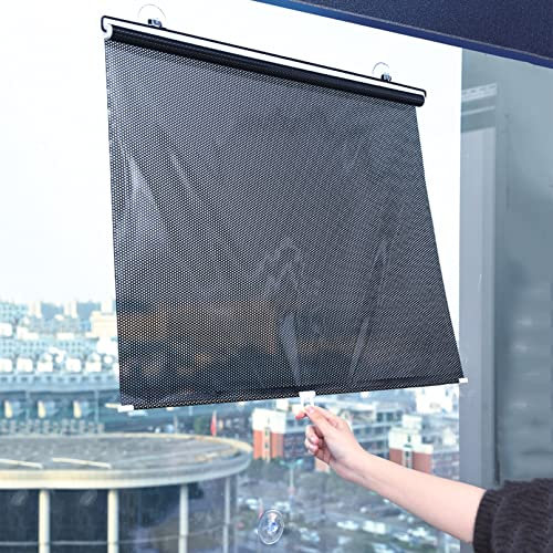 YUESHEN888 TemporäRe Jalousien mit Saugnäpfen Vielseitig Und üBerall Tragbar Leichtes Tuch Fensterrollo Rollo Dachfenster,Für Balkon,Badezimmer,Küche,Büro,Auto,Schwarz (58x125cm)