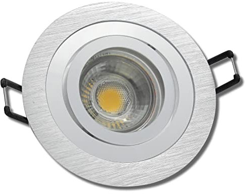 Kamilux 10x LED Einbaustrahler Deckenleuchte Hajo / 230V / Rund / 5W Dimmbar / 455lm / Lochausschnitt=72-80mm / Aussen=90mm / Einbautiefe=60mm / Farbe=Aluminium geb. / Lichtfarbe=LED-Neutralweiß
