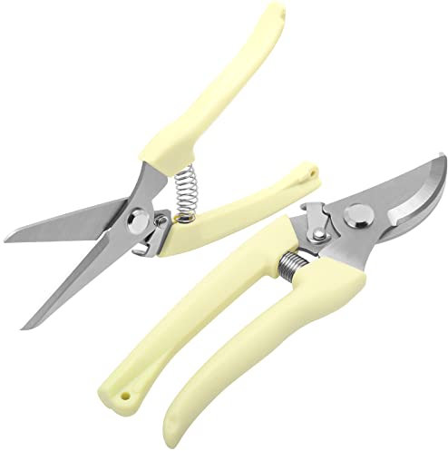 POXIAOER 2-teilige Gartenschere, blumenschere,baumscheren Schnittschere mit Edelstahlklinge,gartenscheren für Pflanzenschnitt Obst Pflücken Floristik Trimmen