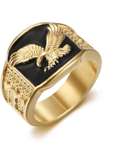 Adler-Ring, Fliegender Adler-Ring für Männer, Amerikanischer Weißkopfseeadler-Ring Nordischer Wikinger-Adler-Tier-Ring Falken-Adler-Schmuck, Keltischer Adler-Ring Hip-Hop-Adler-Band-Ring (21.4)