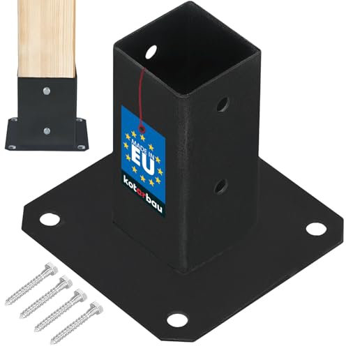 KOTARBAU® Manicotto da avvitare, 50 x 50 mm, pali quadrati in legno, manicotto per recinzione, piastra di base, ancora, zincato a caldo, verniciato a polvere