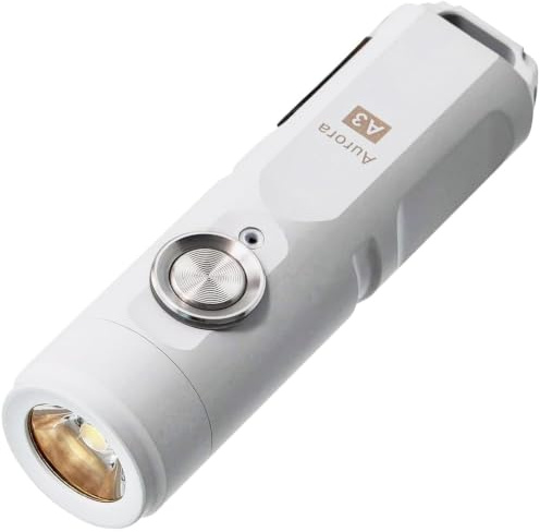 RovyVon A3-9 Keyring Torch, Super Bright Small Rechargeable LED Flashlight, 5 Lighting Modes Water Resistant EDC Mini Pocket Torch with Magnetic Clip for Everyday Carry, Camping, Hiking (G4-mao White)