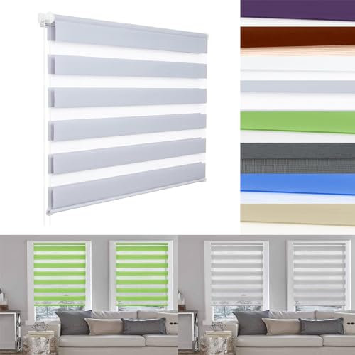 Verdunkelungsrollo Klemmfix 115 x 140 cm Sonnen-, Sicht- & Schallschutz Klemmrollo Fensterrollo Duo Rollo Einfache Montage mit Klemmträger für Fenster & Balkontür, Hellgrau