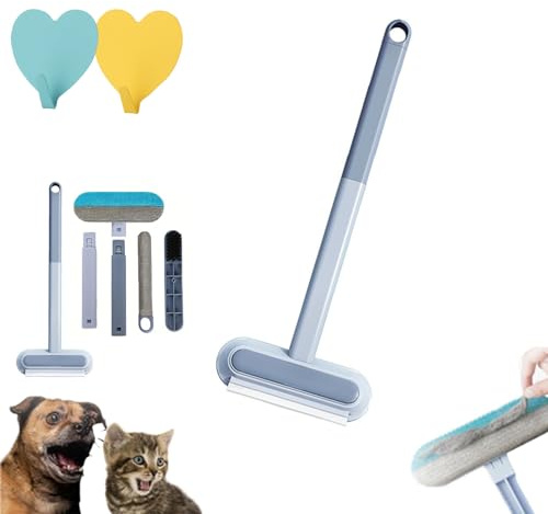 Lintlift Pet Hair Cleaning Brush With Squeegee, Piggycat Lint Lift Pet Hair Cleaning Brush, Cat Hair Remover Brush, 4 In1 Cat And Dog Hair Remover For Carpet Couch Clothing (1PCS)