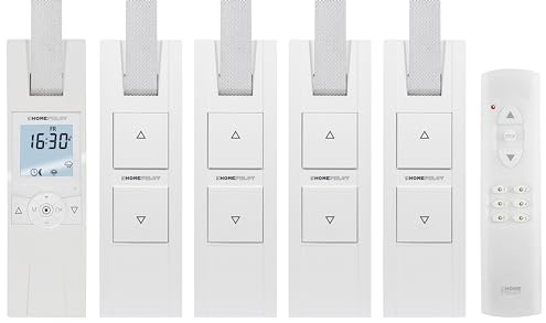 HOMEPILOT elektrische Gurtwickler Starterset für 5 Rollläden/Fenster | Smarte Rolladensteuerung mit 5x RolloTron Rolladenantrieb + Fernbedienung