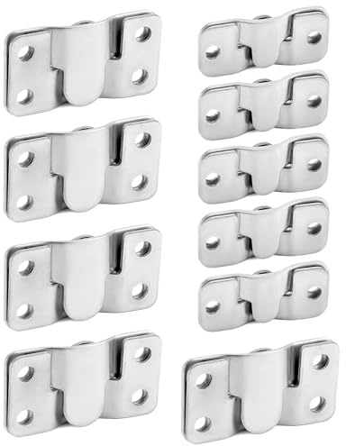 QWORK® 10 Paar Robuste Ineinandergreifende Befestigungen aus Edelstahl, Kopfteilbefestigungen, Sofaverbinder, Bilderrahmen, Spiegelaufhänger - 54 x 30 mm und 44 x 19 mm