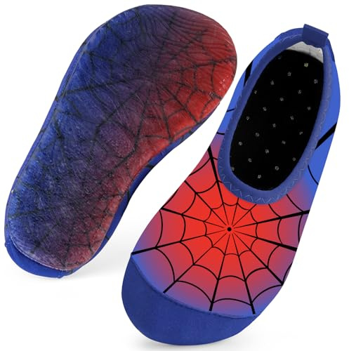 Kids Swim Water Shoes for Boys Toddlers Baby Aqua Socks for Kids Quick Dry Pool Beach Barefoot Children（Cobweb Red 28/29