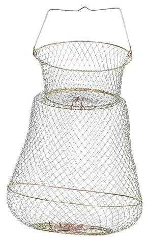 Yardwe Cestino Da Pesca in Rete Di Acciaio Pieghevole Contenitore Esterno Resistente Per Granchi e Crostacei Con Apertura Automatica Molla Accessorio Attrezzature Pesca