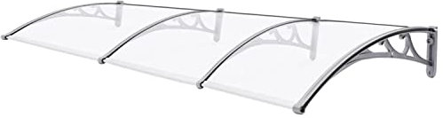 ASHILD Vordach für Vordertür, Gebogene Tür, Fenster, Markise, Überdachung, Regenschutz, transparente Halterung aus Polycarbonat-Aluminiumlegierung für Regenschutz im Freien, Sonnenschutz,