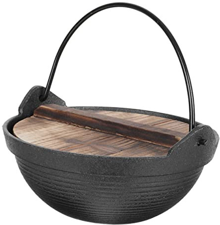 Gogogmee Pot Fonte Japonaise Pour Camping Casserole à Soupe Antiadhésive Avec Couvercle Pour Ramen Bouilli Et Fondue