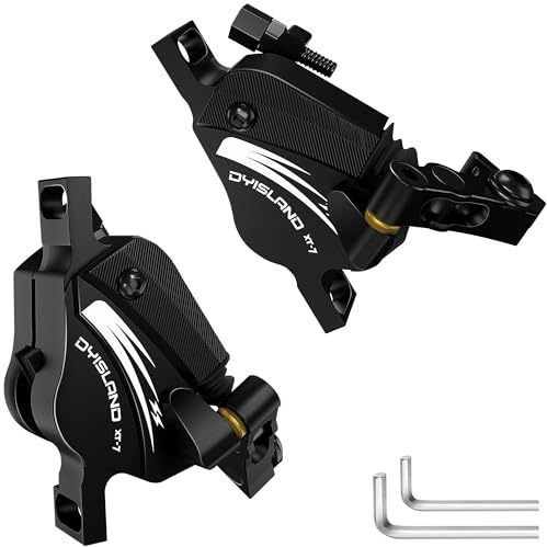 DYISLAND XT-7 Freni a Disco Idraulici, pinze Freno Anteriori e Posteriori a Cavo e a trazione per MTB/Montagna/Bici da Strada/Bicicletta elettrica (Nero-Freni)