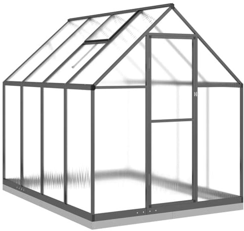 vidaXL Gewächshaus mit Fundamentrahmen Anthrazit 224x169x202 cm Alu