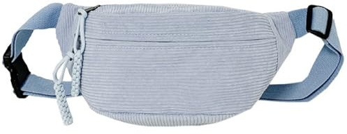 NIEEKRUN Cord Bauchtasche Damen Modische Umhängetasche Unisex Mit Einstellbarem Schultergurt für Outdoor-Aktivitäten und Reisen (Hellblau)