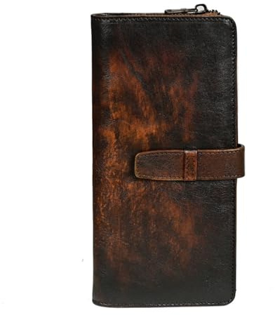 LVUNZJCA Herren Geldbörse Leder Herren Vintage Lange Geldbörse Leder Clutch Casual Geldklammer Kartenhalter