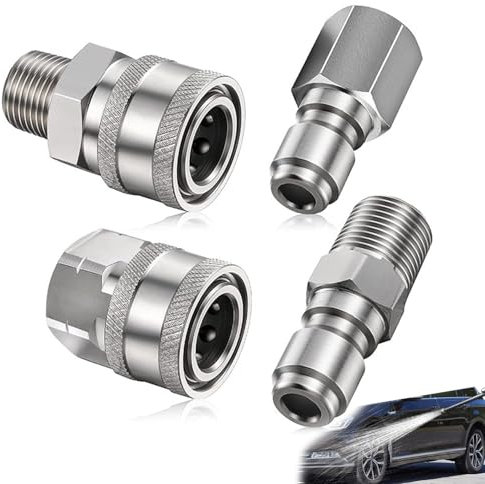 Dtoterul 4 pezzi Accoppiatore per Idropulitrice, set di adattatori per idropulitrice, adattatore da 1/4 NPT pollici maschio a femmina, acciaio inossidabile