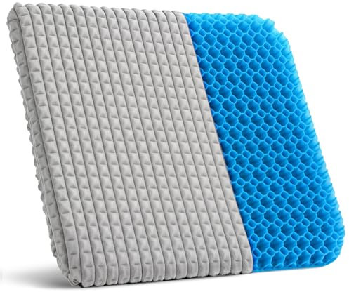 HASA zone Cojín de asiento de felpa suave para silla de oficina, cojín de gel de doble grosor para silla de ruedas, funda lavable con cremallera, cojín de gel para silla de ruedas/coche/oficina/hogar