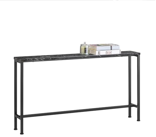 SoBuy Konsolentisch mit Marmoroptik 120x65x20cm für Flur | Flurtisch aus MDF und schwarzem Metallrahmen, Marmoroptik-Oberfläche, Tragkraft 50kg, modern FSB19-SCH
