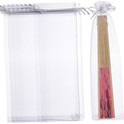 SEWOART 200stücke Organza Geschenktüten Mit Kordelzug Weiße Fächer-taschen Für Hochzeiten Partys Schmuck Und Leicht Und Langlebig Für Aufbewahrung Und Präsentation