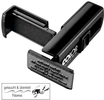 Dekolando Taucherstempel personalisiert Logbuchstempel mit Motiv Taucher, Tauchspruch und Name - für Tauchen Logbuch Taucher - Abdruckgröße 37 x 14 mm rechteckig