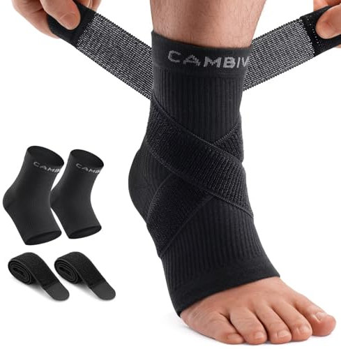 CAMBIVO Adjustable Ankle Brace for Plantar Fasciitis Socks 1 Pair with Strap Men and Women, Support for Sprained Ankle, Sports, Daily Breathable Compression Sleeve Socks (Black,S)